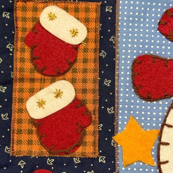 VTG Y2K Quilted Patchwork Felt Button Christmas Stocking Snowman Gingerbread - Picture 7 of 10